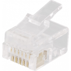 Deltaco Modular connector RJ12, 6P6C, 20-pack, gennemsigtig