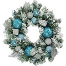 24 Unlit Flocked Artificial Pine with Sequined Ornaments Wreath