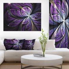 Purple Wall Decor Designart Glittering Purple Fractal Flower - Floral Canvas Print Wall Decor