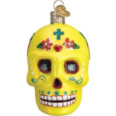 Vidrio Decoraciones de Navidad Old World Christmas Yellow Sugar Skull Ornament Adorno de Árbol de Navidad