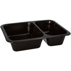 Papstar Envase para comida reutilizable Reware Lunch 2-divisiones WIMEX 1170ml, 22.7x17.8x4.9 cm (LgxAnxAt) negro rectangular 20 pz. Paquete