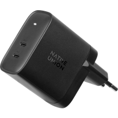 Native Union Batterier & Opladere Native Union Fast GaN Charger Vægoplader m. 2 x USB-C PD 65W Sort