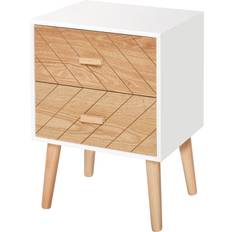 Plastic/Wood Bedside Tables Homcom Nordic style Natural /White Bedside Table 30x40cm