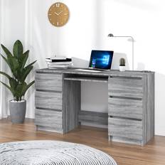 vidaXL Skænk 140 x 50 x 77 cm Konstrueret Træ Grå Sonoma-Eg Skrivebord