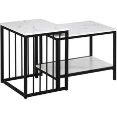 White side table living room Homcom Modern White Coffee Table 52x45cm 2pcs