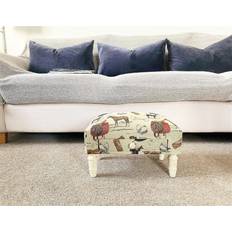 Equestrian Fabric with Cream Foot Stool