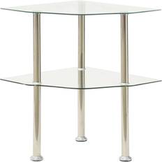 vidaXL Sidebord Med Hylde 38 x 38 x 50 Hærdet Glas Transparent Småbord