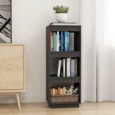 vidaXL grey, 40 Solid Pinewood Cabinet/Room Divider Book Shelf