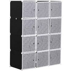 Black Clothing Storage Homcom Portable White/Black Wardrobe 111x145cm