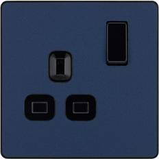 Blue Electrical Outlets BG Evolve Matt Blue 13A Single Switched Power Socket