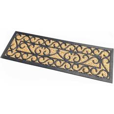 Homescapes Scroll Rubber Coir Brown, Black, Natural