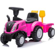 Tråbiler Megaleg New Holland T7 Gå-Traktor med Trailer og værktøj, Pink