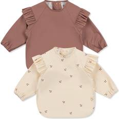 Violetti Kielellä Konges Sløjd 2-Pack Sleeved Bibs Cherry/Rosewater 18-36 Months Pink