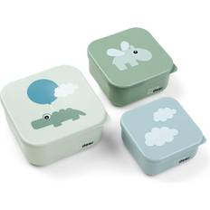 Green Lunch Boxes Done By Deer Snack Box Set 3-pack Happy Clouds Green