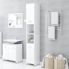 Mobiletti con Specchio per Bagno vidaXL Mobile Da Bagno Bianco 30 x 30 x 183.5 cm In Legno Multistrato