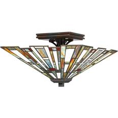 Bronzo Plafoniere Elstead Lighting Tiffany Maybeck Acciaio Bronzo Valiant 2 Luci E27 367 mm Dimmbar Plafoniera