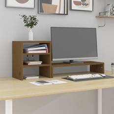 Pine TV Benches vidaXL Monitor Stand Honey Brown 81 x 20 x 30 cm TV Bench