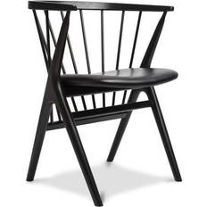 Sibast Furniture No 8 Dining Black Oak and Black Leather Kitchen Chair