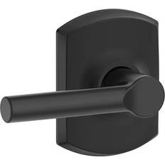 F10 BRW 622 GRW Broadway Door Lever with Greenwich Trim Hall & Closet Passage Lock Matte Black