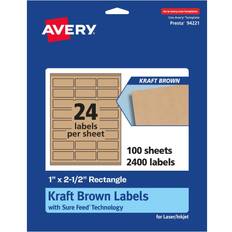 Avery Kraft Brown Rectangle Labels with Sure Feed 2 400 Kraft Labels Labels
