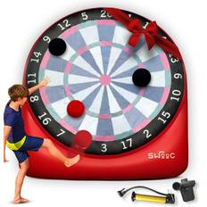 Darts SWOOC Giant Kick Darts Over 6 ft. Tall with Over 15 Games Included Giant Inflatable Outdoor Dartboard with Soccer Balls