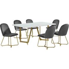 Black and gold furniture set Best Quality Furniture 7pc Mixed Dining Set