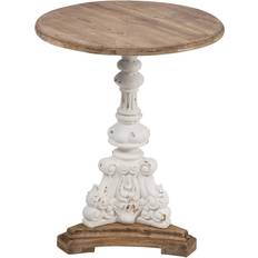 Mango wood side table Benjara 27 Inch Side End Mango Wood, Round Small Table