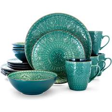 Green Dinner Sets Elama Foam Mozaic 16 Piece Luxurious with Complete Dinner Set