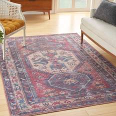 Red and blue persian rug Nicole Curtis Machine Washable Series 1 Persian Red, Blue