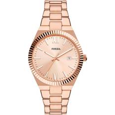 Fossil Scarlette à trois aiguilles avec date en acier inoxydable doré rose Doré rose