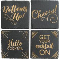 Slate Gold Set of 4 Coasters Square 4X4