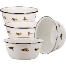 Gold Salad Bowls Golden Rabbit Enamelware Fishing Fly Pattern Salad Bowl