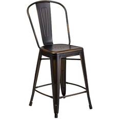 Brown Bar Stools Flash Furniture Commercial Grade High Distressed Bar Stool