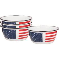 Enamel Salad Bowls Golden Rabbit Enamelware Stars & Stripes Pattern Salad Bowl