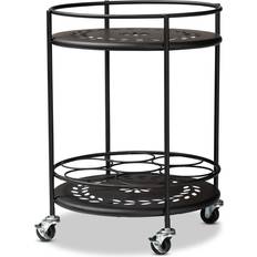 Baxton Studio Dallan Modern Industrial Black Metal 2-Tier Kitchen Cart Carrito Mesa