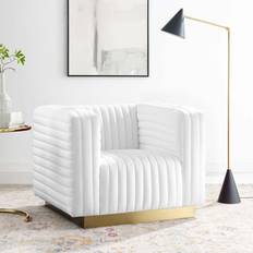 Modway White Armchairs modway Charisma Channel Performance Velvet Armchair