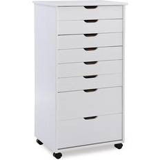 Chest of Drawers Linon CT42WHT01 Cary Eight Rolling Cart Chest of Drawer