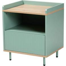 Bedside Tables Baxton Studio Tavita Brown/Mint Green Bedside Table 15.7x18.9"