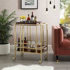 Gold bar cart Inspired Home Bar Cart Gold/Walnut Trolley Table