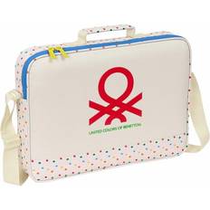 Blanco Bolsos para Computadora Safta Cartera Extraescolar Benetton Topitos, Maletín Portatodo, Bandolera, Cómoda y Versátil