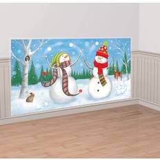 Decorations on sale Amscan Whimsical Snowman Scene Setter Decoration