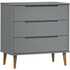 vidaXL Molde 80 x 40 x 80 cm Massivt Fyrretræ Grå Kommode 80x80cm