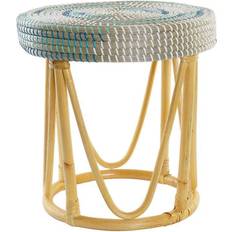 Turquoise Repose-pieds Dkd Home Decor Natural Turquoise White Rattan Footrest Foot Stool