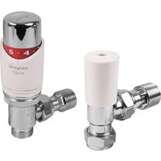 White Angled TRV4 & Lockshield Valve 15mm