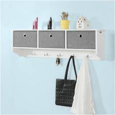 Knagerække hylde SoBuy Knagerække Med Opbevaringskasser 100 x 30 x 20 cm Væghylde