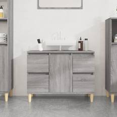 Muebles de Baño vidaXL Armario De Lavabo Madera Contrachapada Gris 80 x 33 x 60 cm