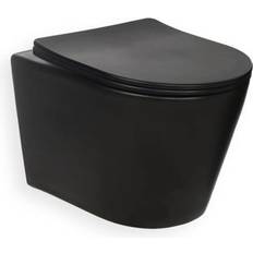 Svarta Vattentoaletter Blue Label Wc-stol vägghängd Hav 490 matt svart