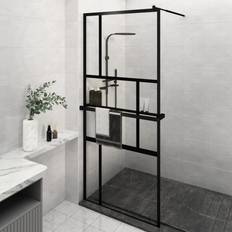 Docce vidaXL Parete Doccia con Mensola Nera 100x195 cm Vetro ESG e Alluminio