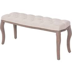 vidaXL Bench Linen Solid Wood 110 x 38 x 48 cm Cream White Banquette