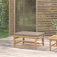 Bambú Taburetes de Exterior vidaXL Reposapiés De Jardín Bambí Con Cojín Gris Taupe